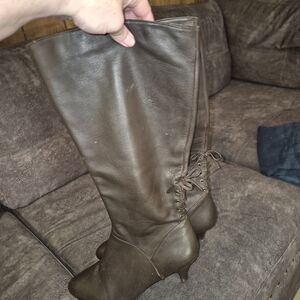 Brown Leather Knee-High Boots
